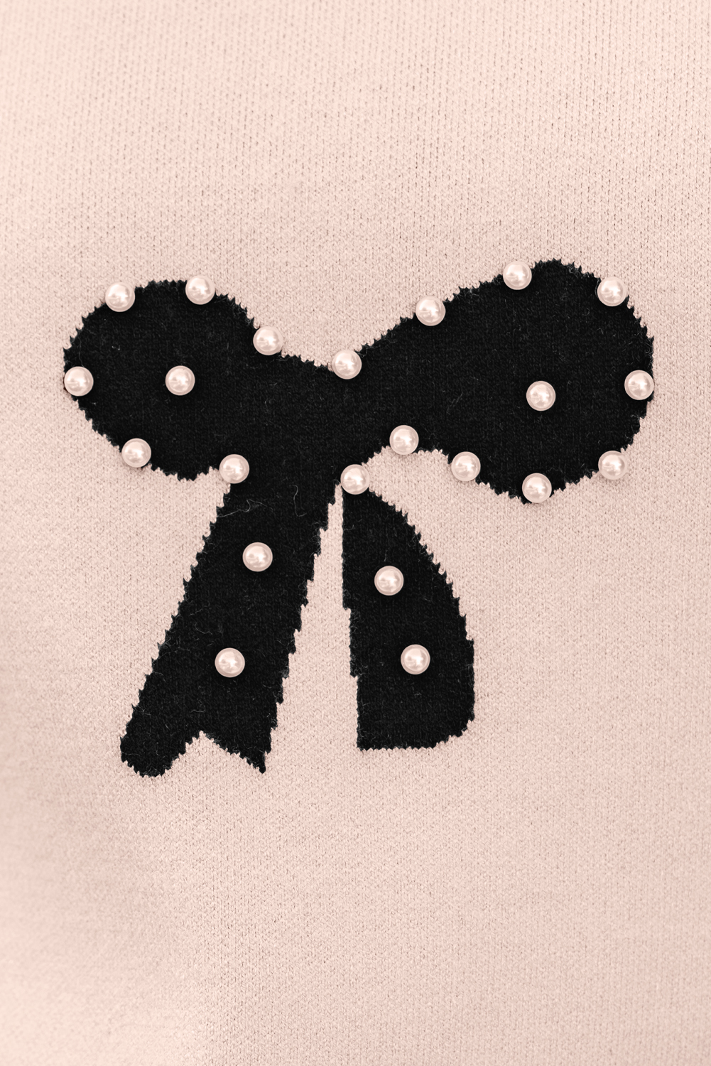 Bright Pink Pearl Embellished Bow Pattern Loose Sweater - loveforevers