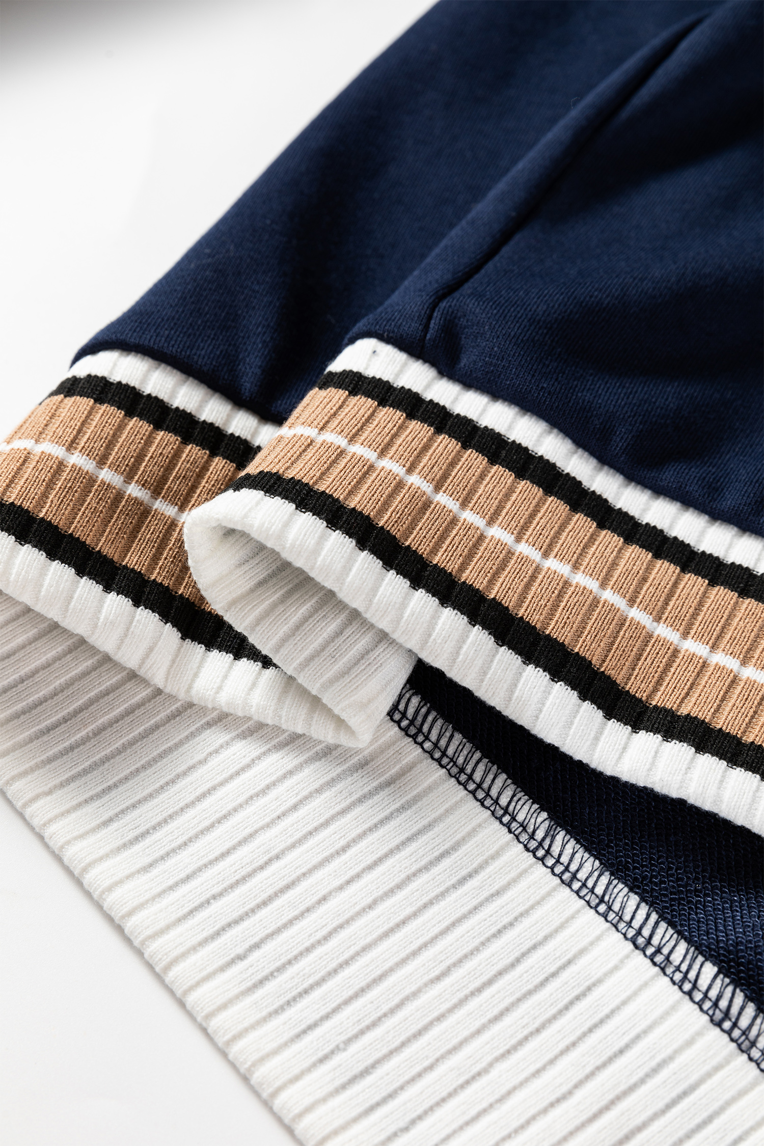 Gray Varsity Contrast Striped Trim V Neck Sweatshirt - loveforevers