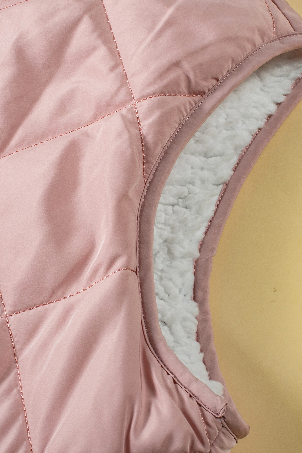 Pink Fleece Lined Quilted Vest Coats - loveforevers