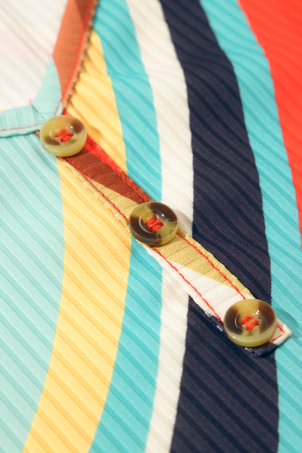 Multicolour Wavy Striped Buttoned V Neck Tank Top - loveforevers