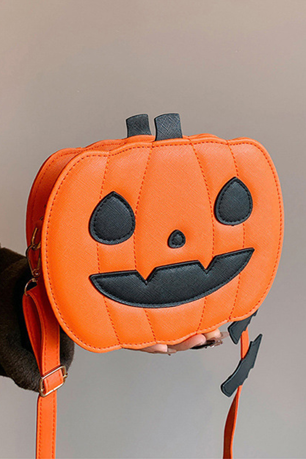 Carrot Devilish Halloween Pumpkin PU Leather Stitched Shoulder Bag - loveforevers