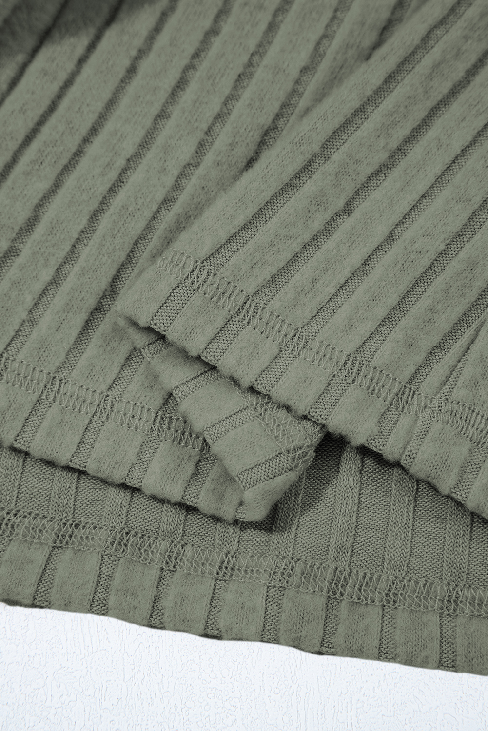Mist Green Thermal Ribbed Texture Drop Shoulder Button Up Shacket - loveforevers