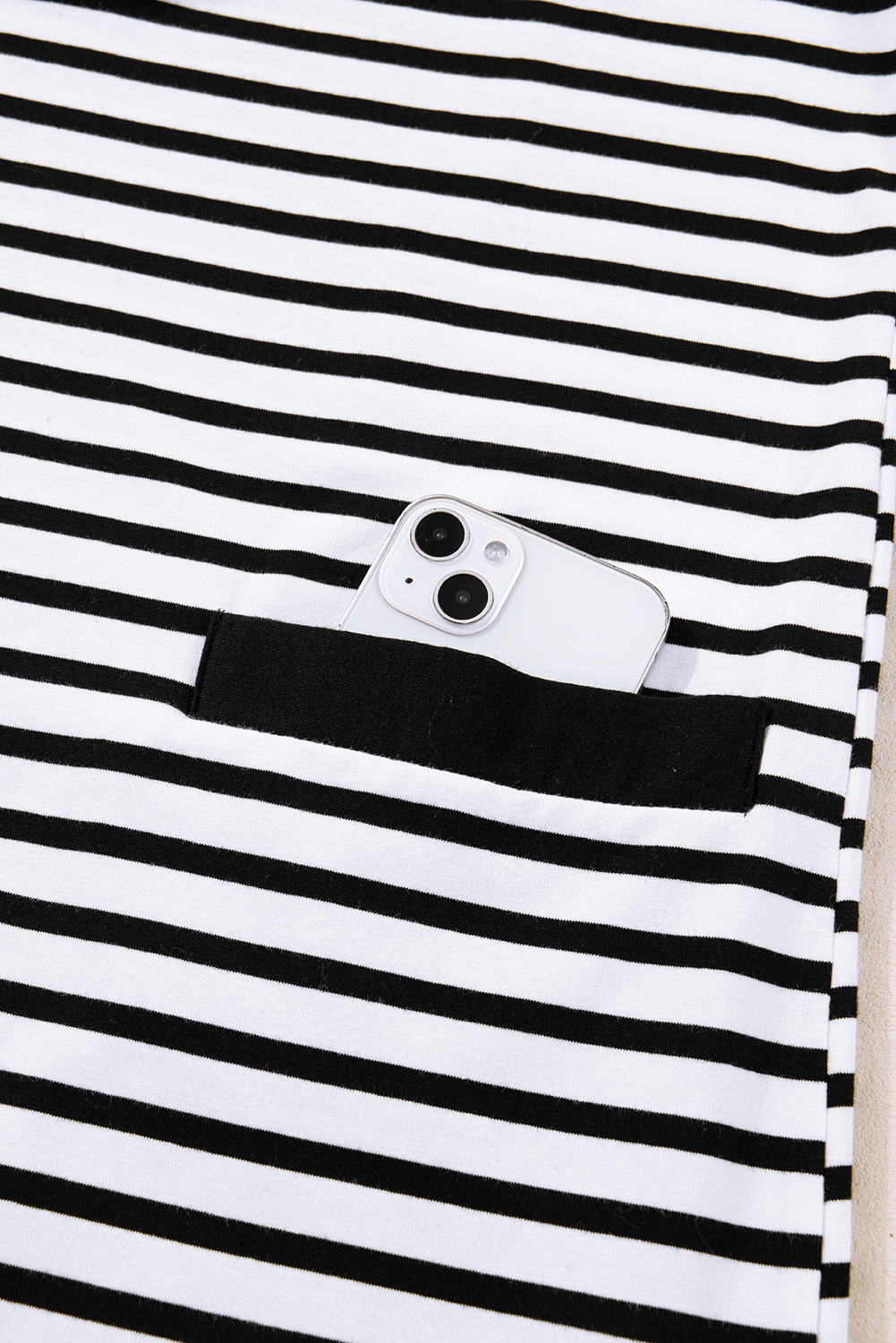 White Stripe Buttoned Front Collared Long Sleeve T Shirt Dress with Pockets - loveforevers
