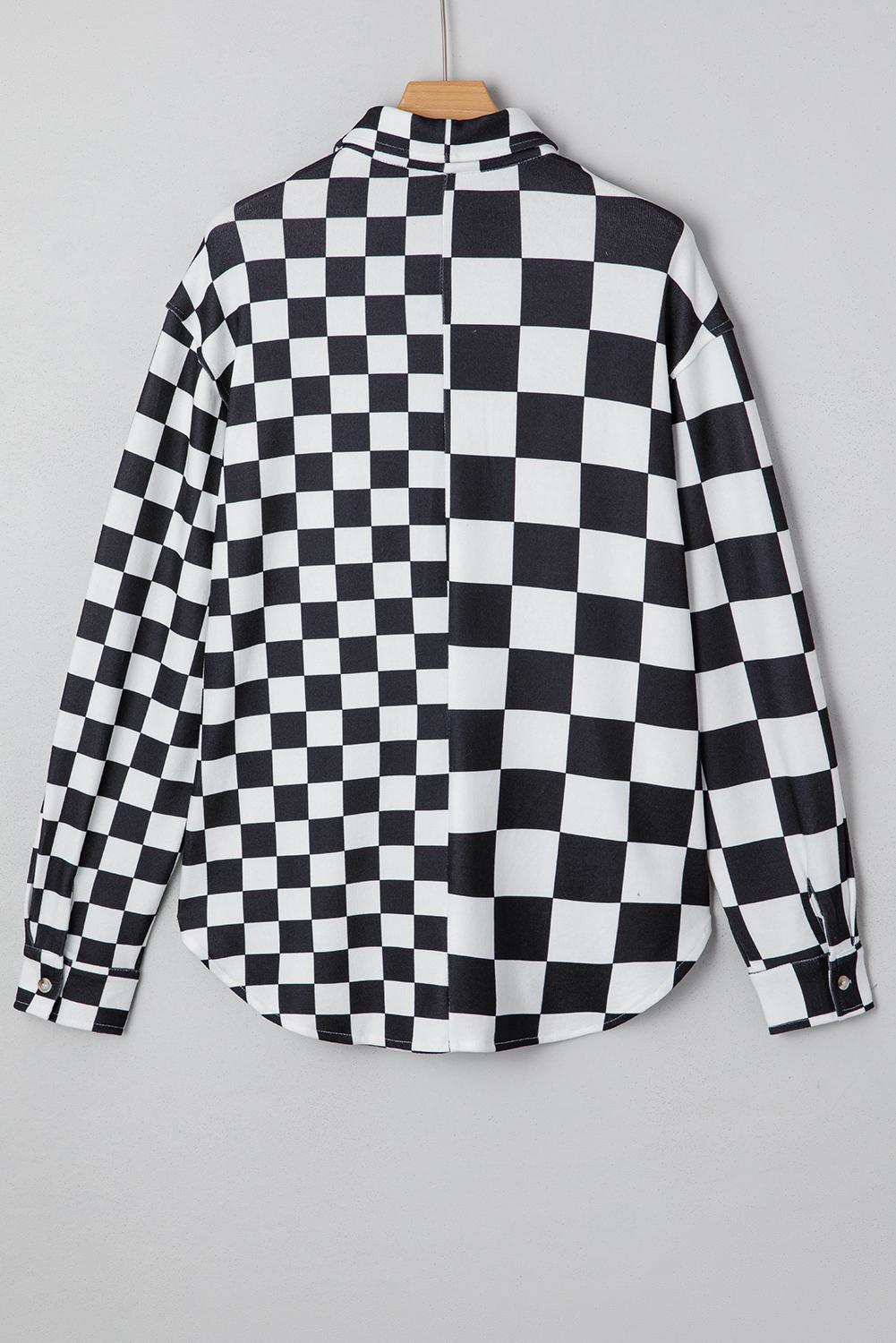 Khaki Checkerboard Flap Pocket Button Front Shacket - loveforevers