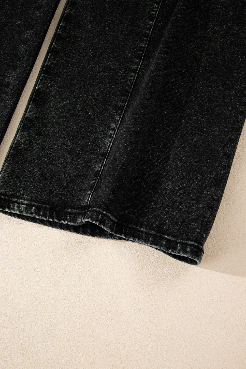 Dark Grey Pleated Wide Leg Mineral Wash Denim Pants - loveforevers
