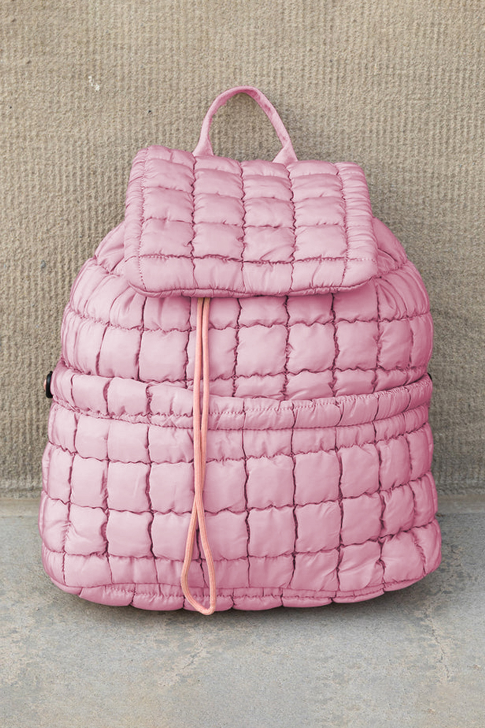 Black Solid Flapped Quilted Puffer Backpack - loveforevers