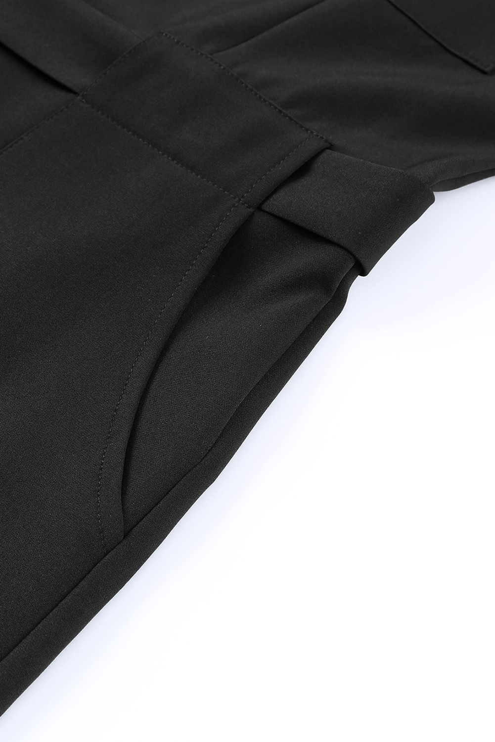 Black Buttoned Sleeveless Cropped Jumpsuit with Sash - loveforevers