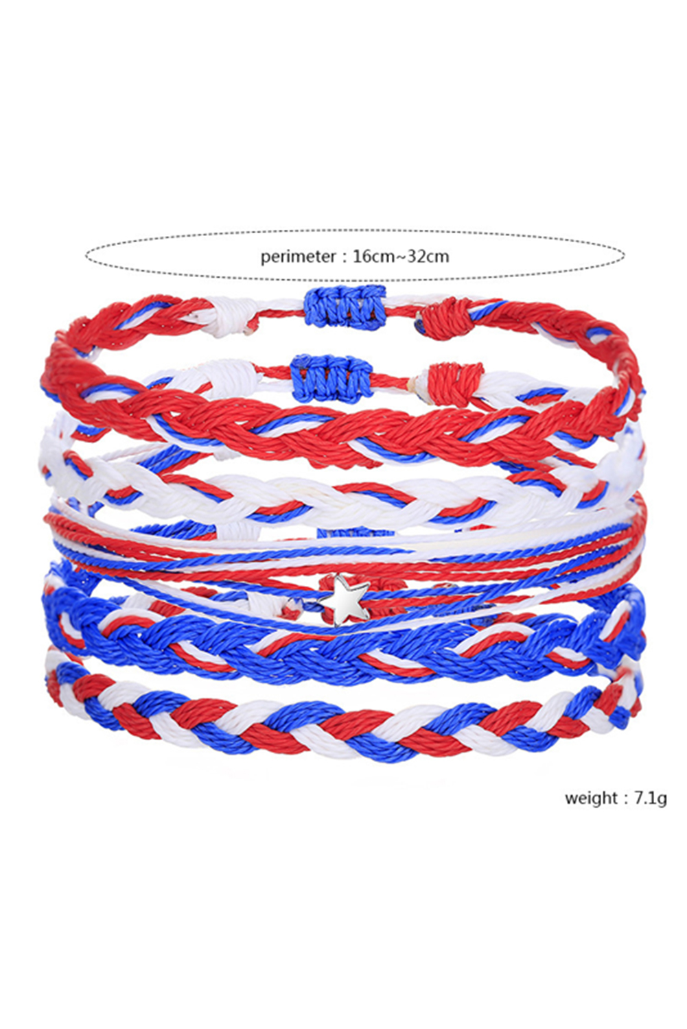 Blue Independent Day Braided Multi Layer Bracelet - loveforevers