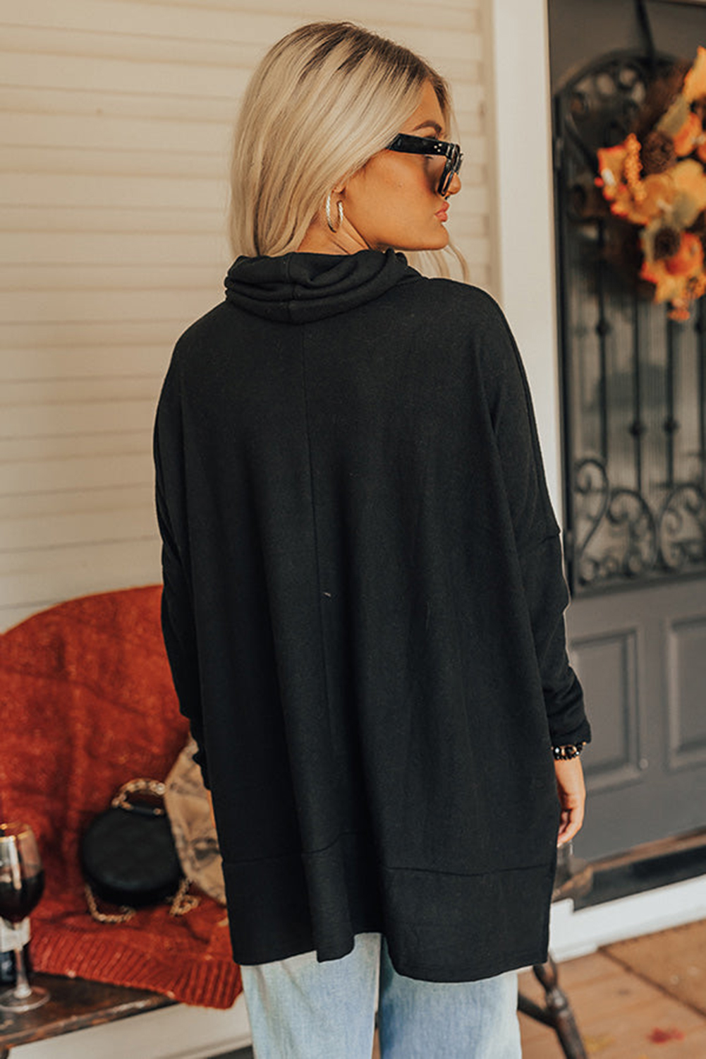 Jungle Green Cowl Neck Shift Tunic Top - loveforevers