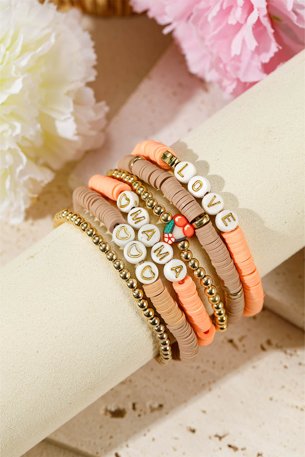 Gold Mama Love Heart Beaded Multi Layer Bracelet - loveforevers