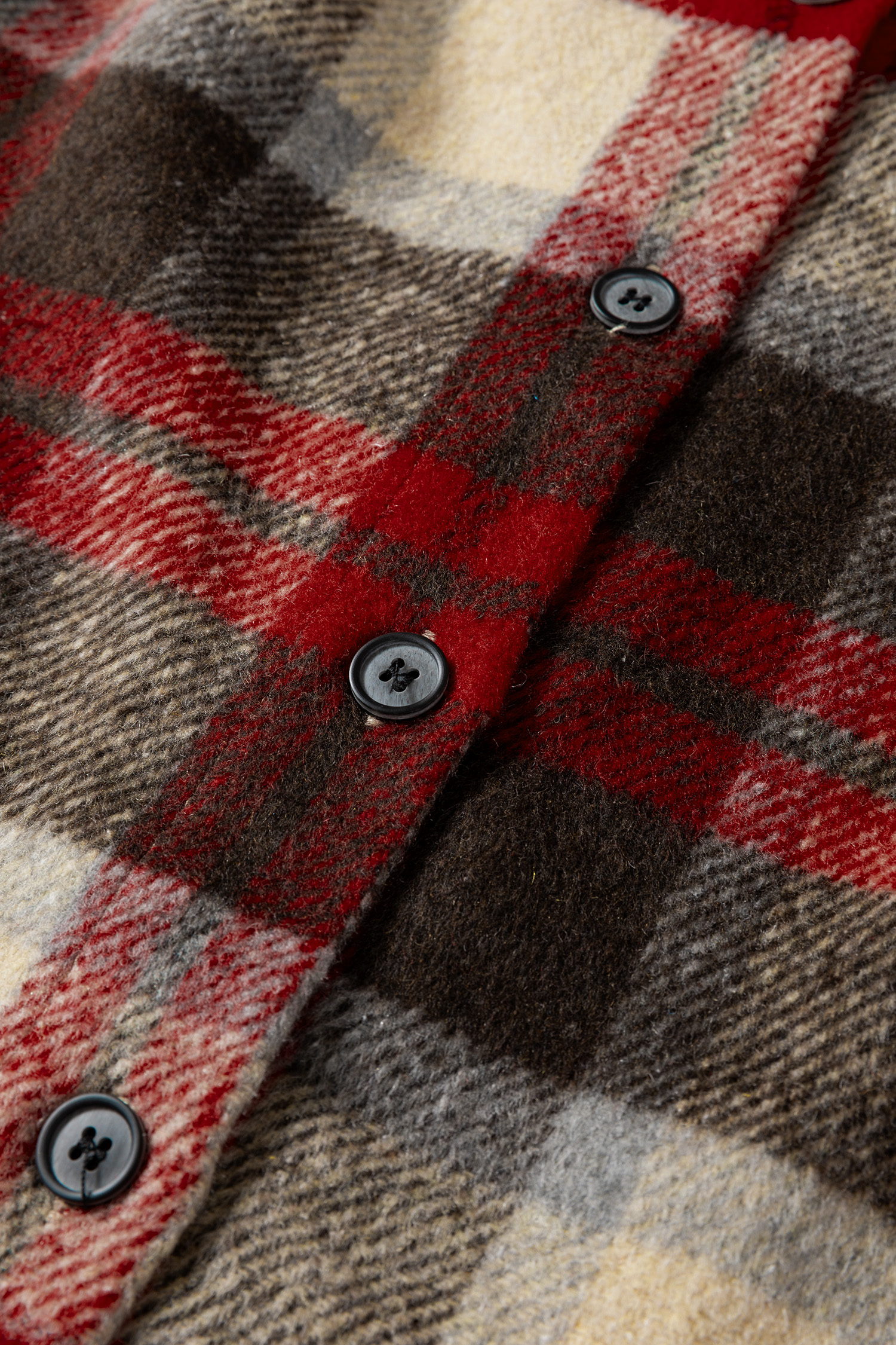 Red Brushed Plaid Buttoned Front Side Slit Tunic Shacket - loveforevers