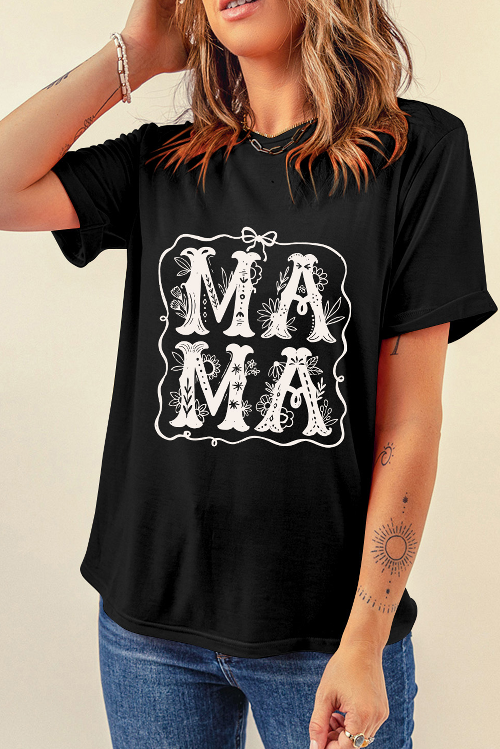 Black MAMA Artistic Graphic Tee - loveforevers