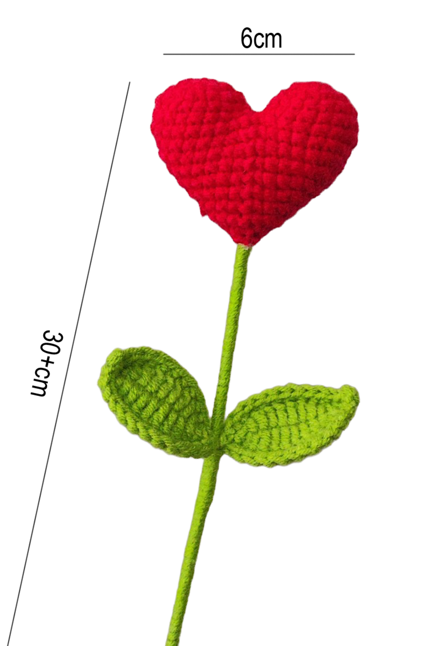 Fiery Red 1 Piece Handmade Crochet Heart Shaped Flower - loveforevers