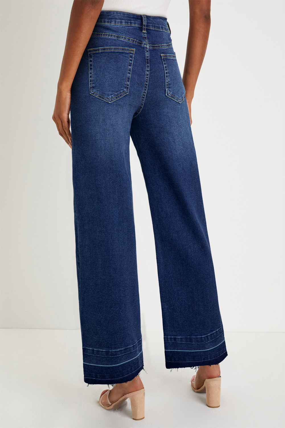 Real Teal Raw Hem Unique Cuffs Straight High Rise Loose Jeans - loveforevers