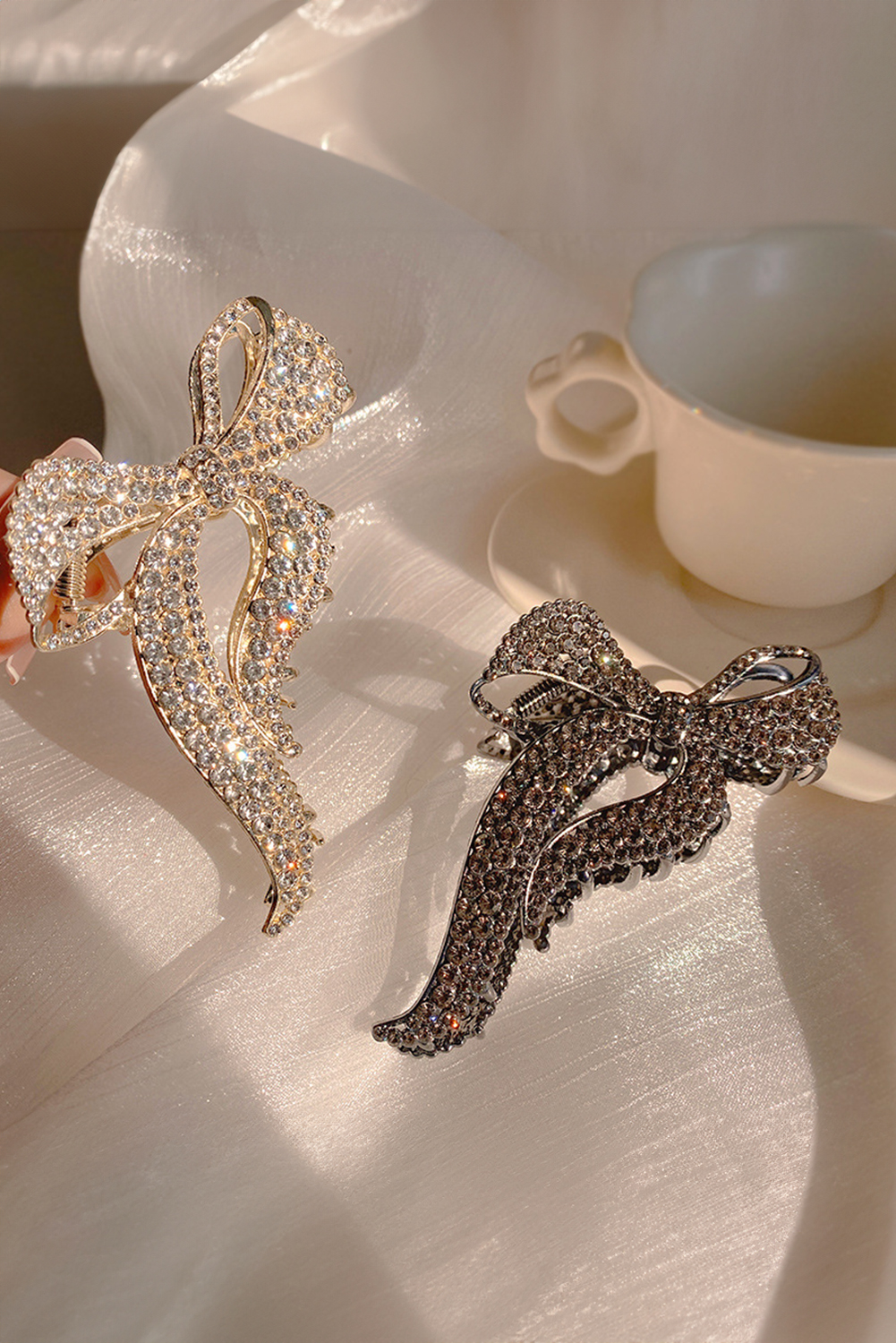 Gold Full Pearl Bow Knot Hair Claw Clip - loveforevers