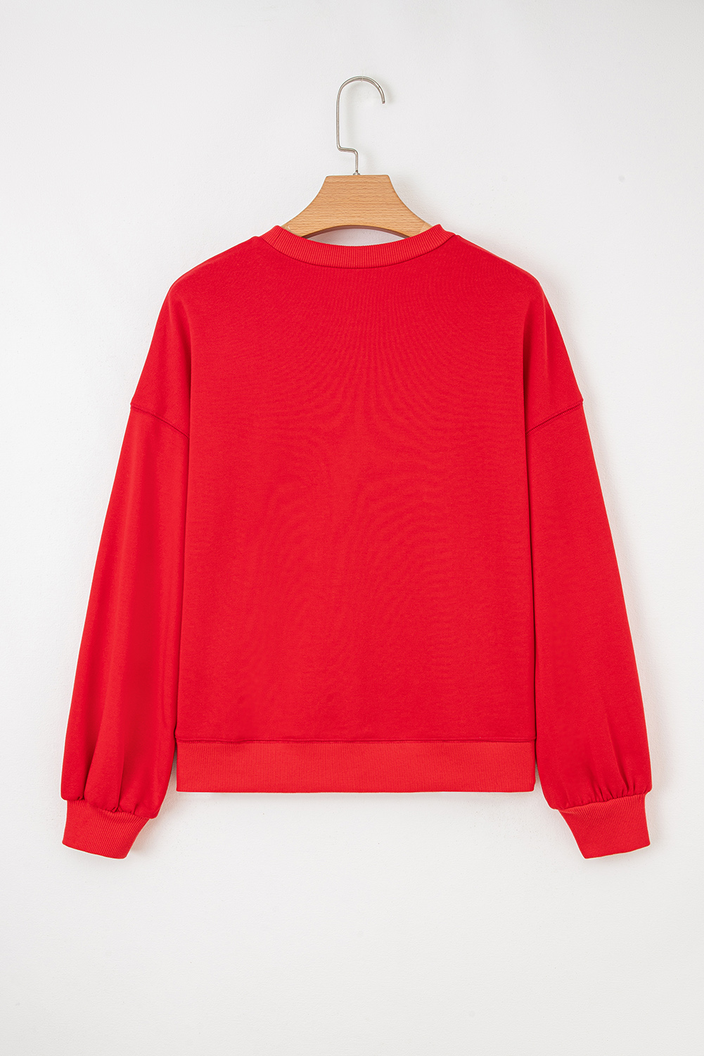 Fiery Red How Bout Them Dawgs Embroidered Script Balloon Sleeve Sweatshirt - loveforevers