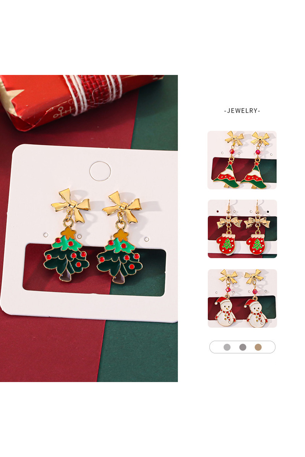 Gold Plated Bow Christmas Gloves Hook Dangle Earrings - loveforevers