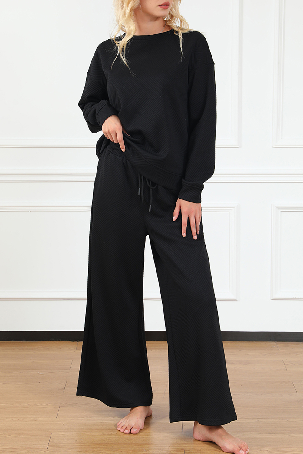 Red Dahlia Ultra Loose Textured 2pcs Slouchy Outfit - loveforevers