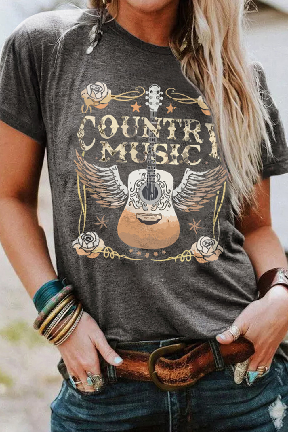 Black Western MAMA Leopard Lightning Graphic Tee - loveforevers