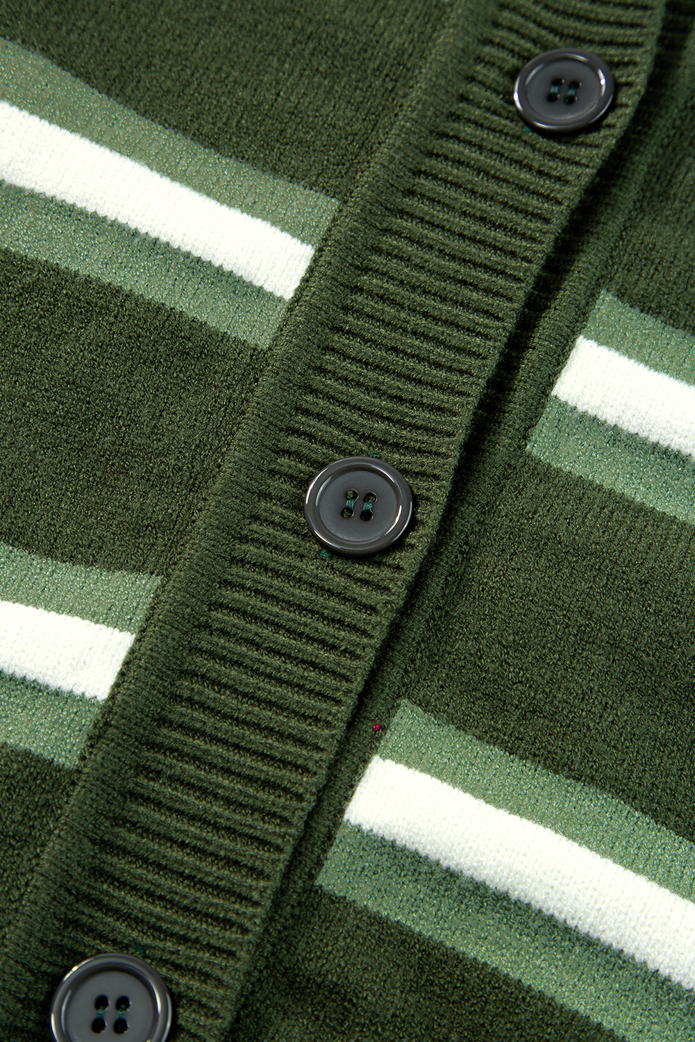 Green Stripe Drop Shoulder Buttons Cardigan Sweater - loveforevers