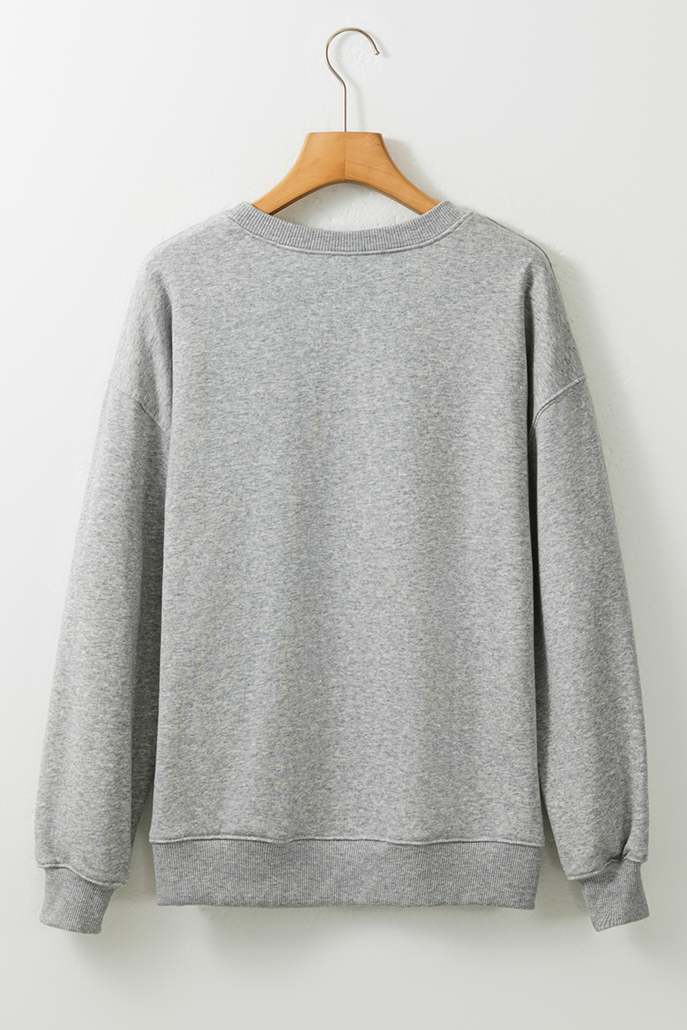 Gray Halloween Ghost Print Crewneck Drop Shoulder Sweatshirt - loveforevers
