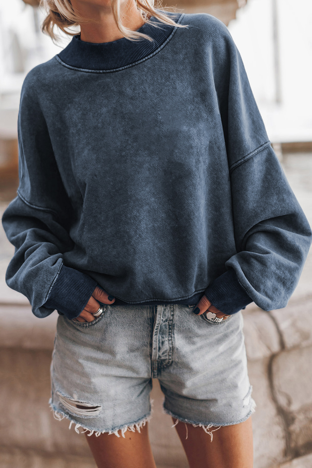 Brown Drop Shoulder Crew Neck Pullover Sweatshirt - loveforevers