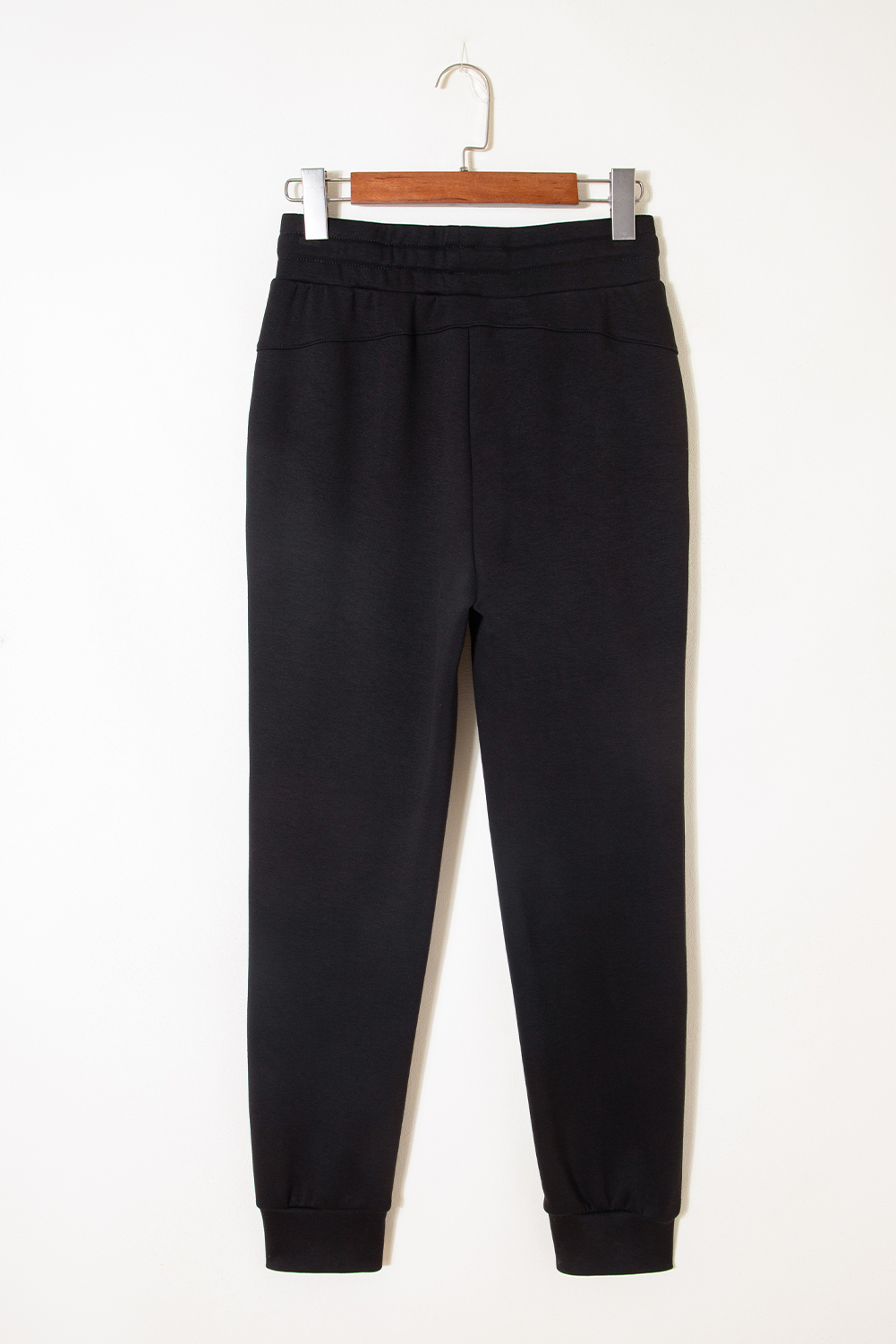 Black Exposed Seam Detail Skinny Drawstring Jogger Pants - loveforevers