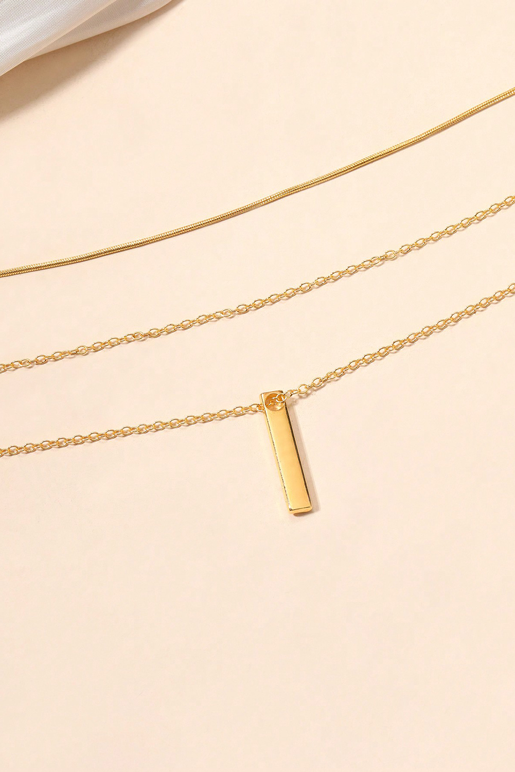 Gold Bar Pendant Layered Adjustable Chain Necklace - loveforevers