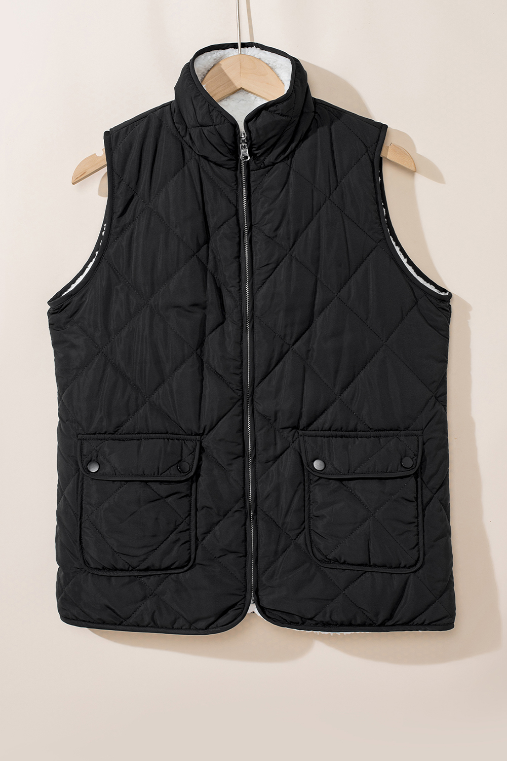 Pink Fleece Lined Quilted Vest Coats - loveforevers