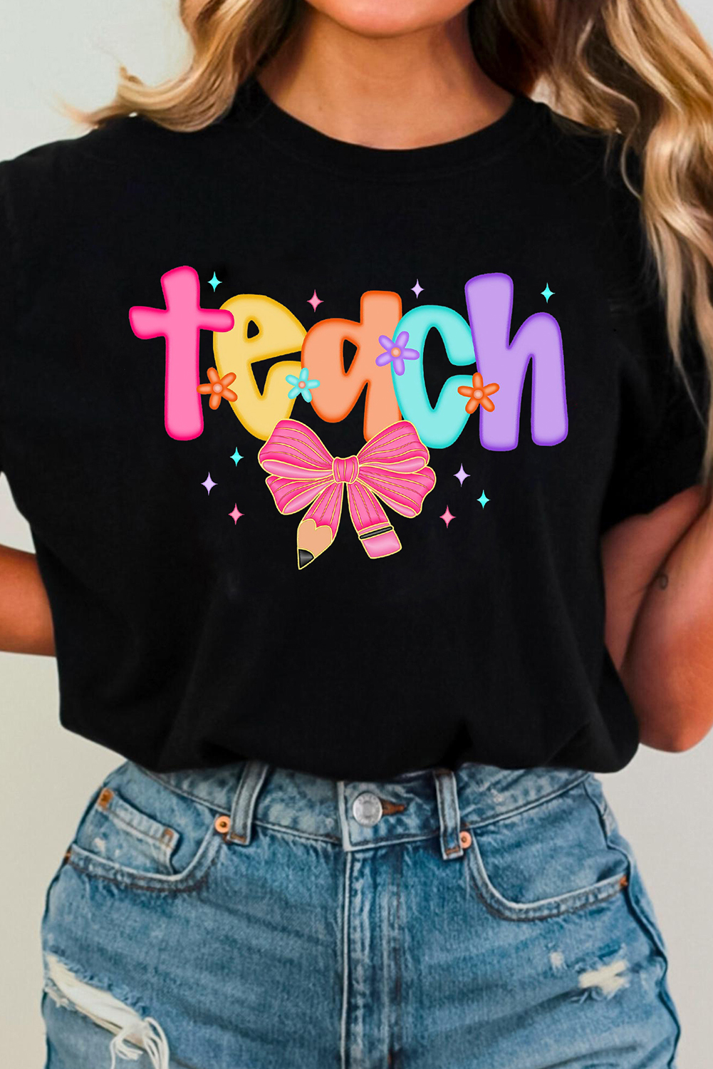 Black Teach Graphic Holiday Summer Tee - loveforevers