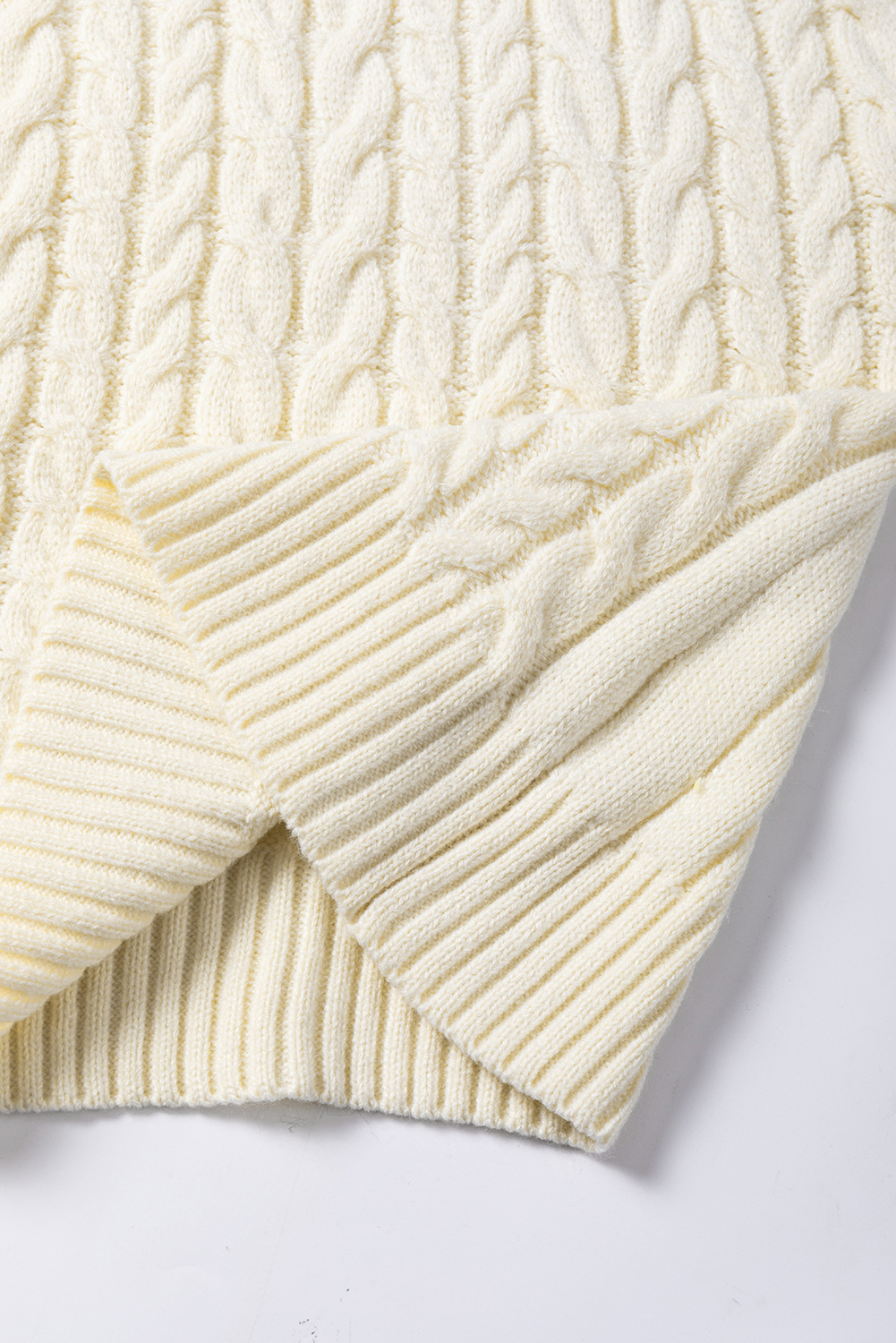Oatmeal Cable Knit High Neck Sweater Vest - loveforevers