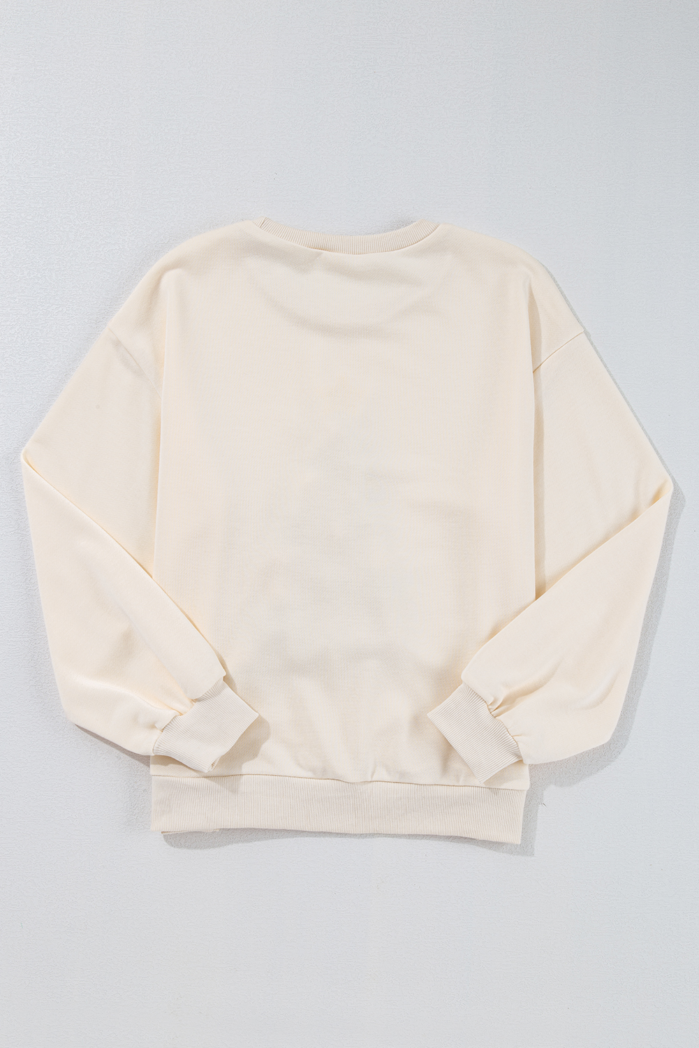 Beige Pom-Pom Christmas Tree Pattern O Neck Sweatshirt - loveforevers