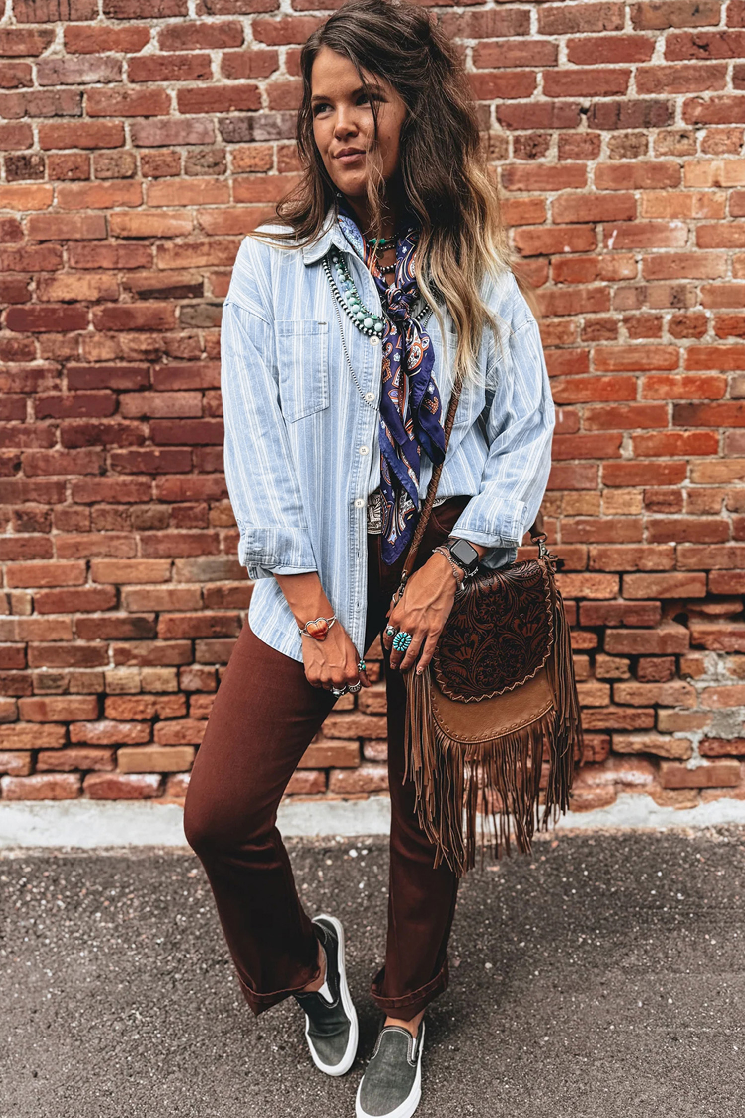 Sky Blue Stripe Boyfriend Chest Pocket Classic Denim Shacket - loveforevers