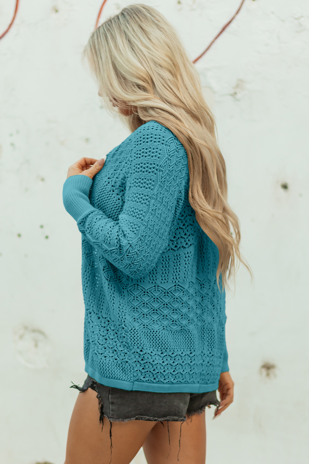 Redwood Burl Mixed Pattern Knitted Open Front Plus Cardigan - loveforevers