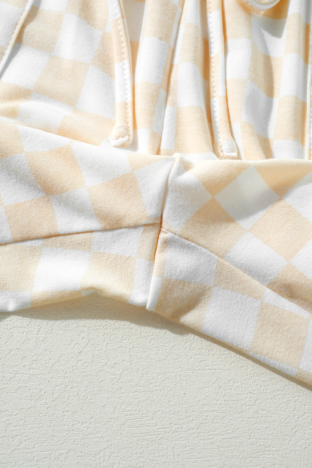 Beige Checkered Print Long Sleeve Top and Pants Lounge Set - loveforevers