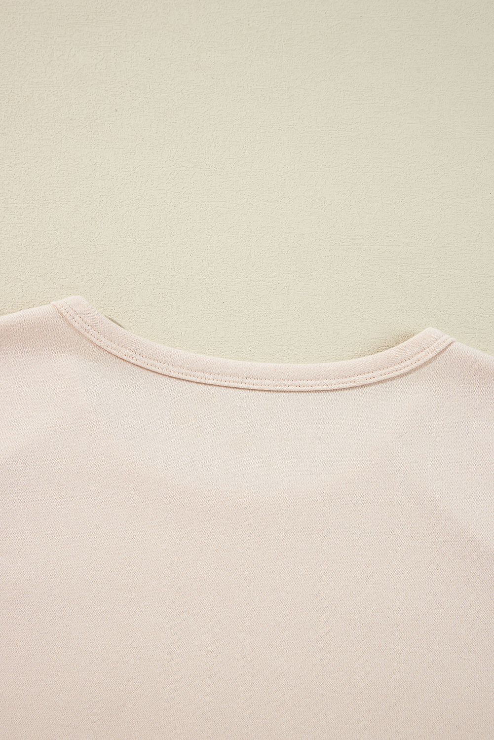 Beige Flower Patch Graphic Exposed Seam Wide Sleeve Top - loveforevers