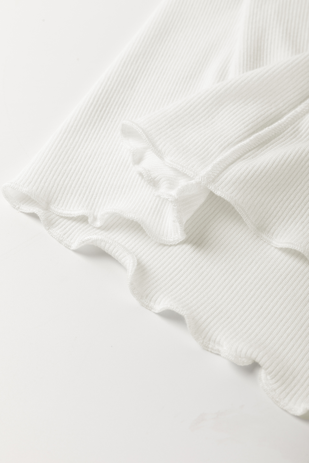 White Exposed Seam Ribbed Knit Slim Fit Long Sleeve Top - loveforevers