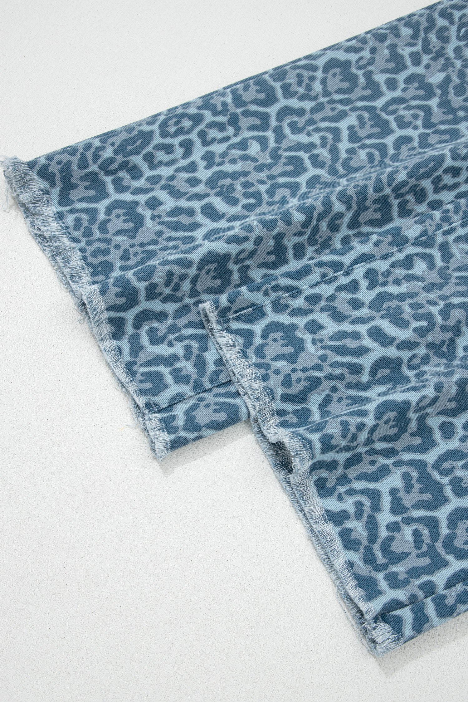 Rose Leopard Frayed Edge Wide Leg High Waist Jeans - loveforevers