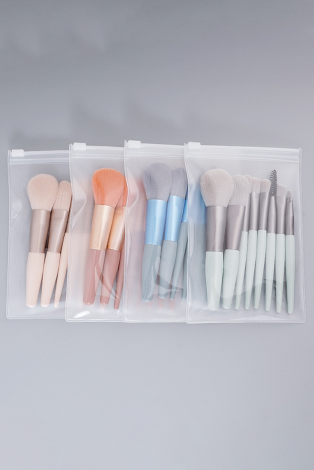 Apricot Pink 8pcs Soft Fluffy Mini Makeup Brush Set with Bag - loveforevers