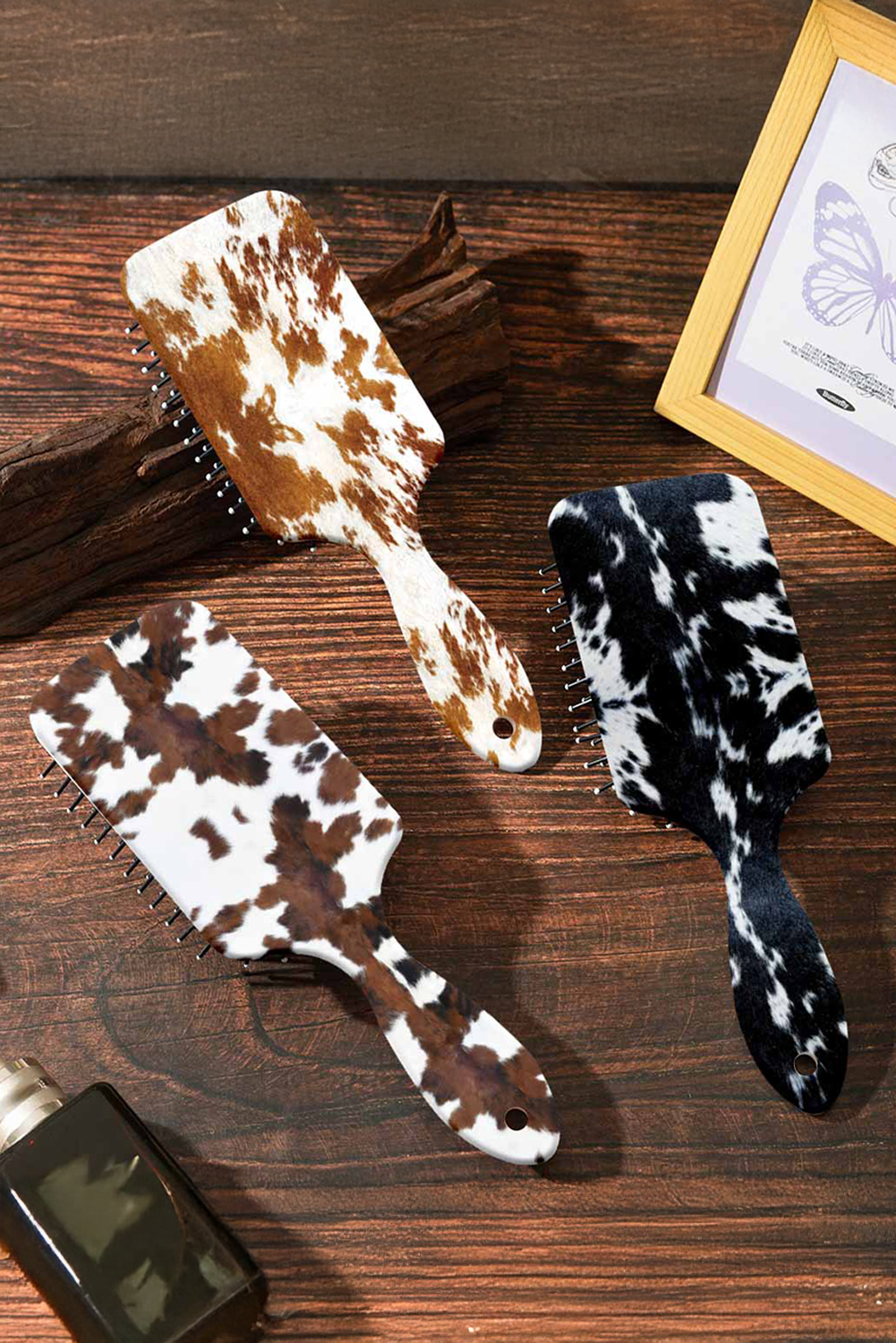 Chestnut Cow Print Long Handle Air Cushion Comb - loveforevers