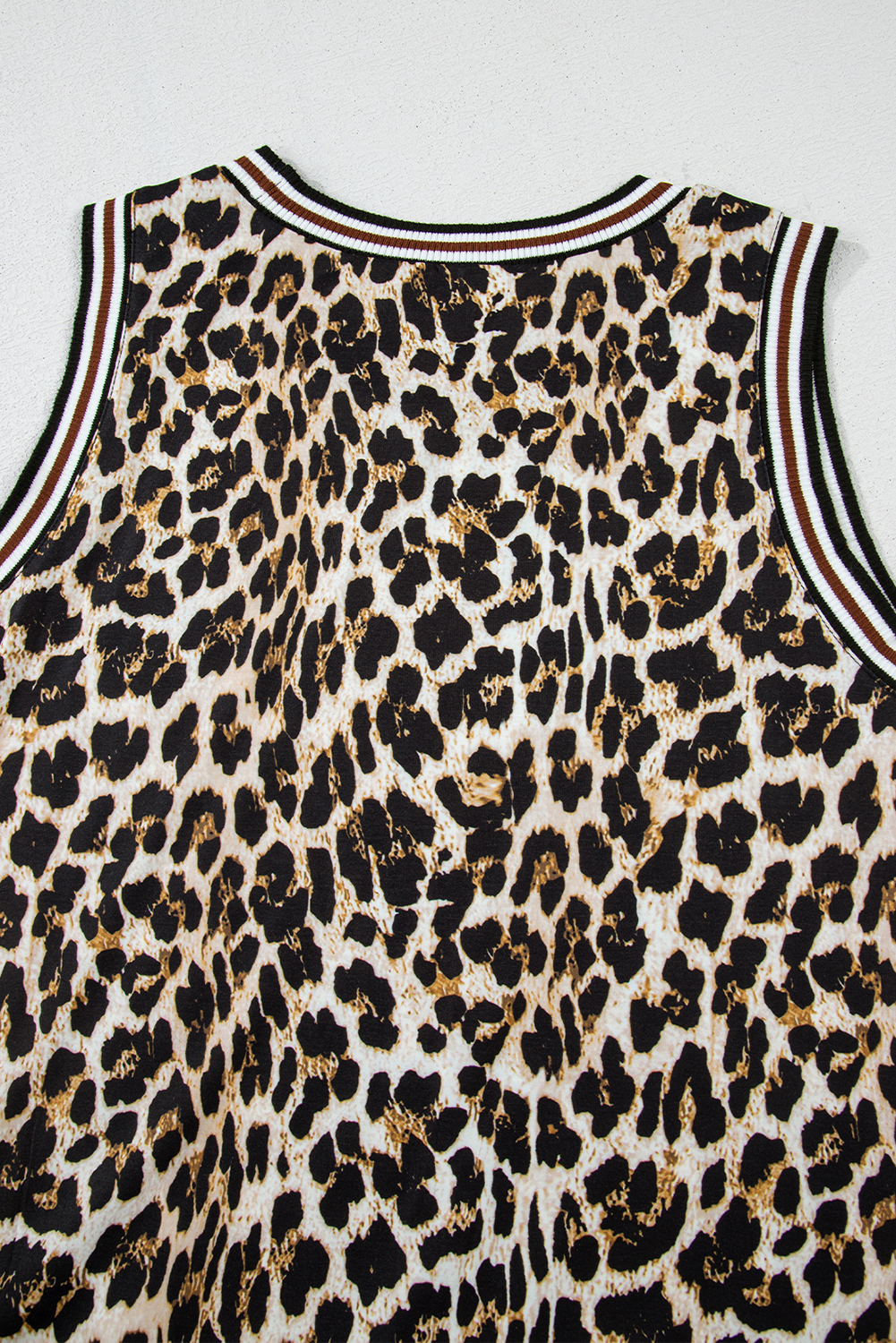 Black Contrast Striped Trim Leopard Sleeveless Maxi Dress - loveforevers