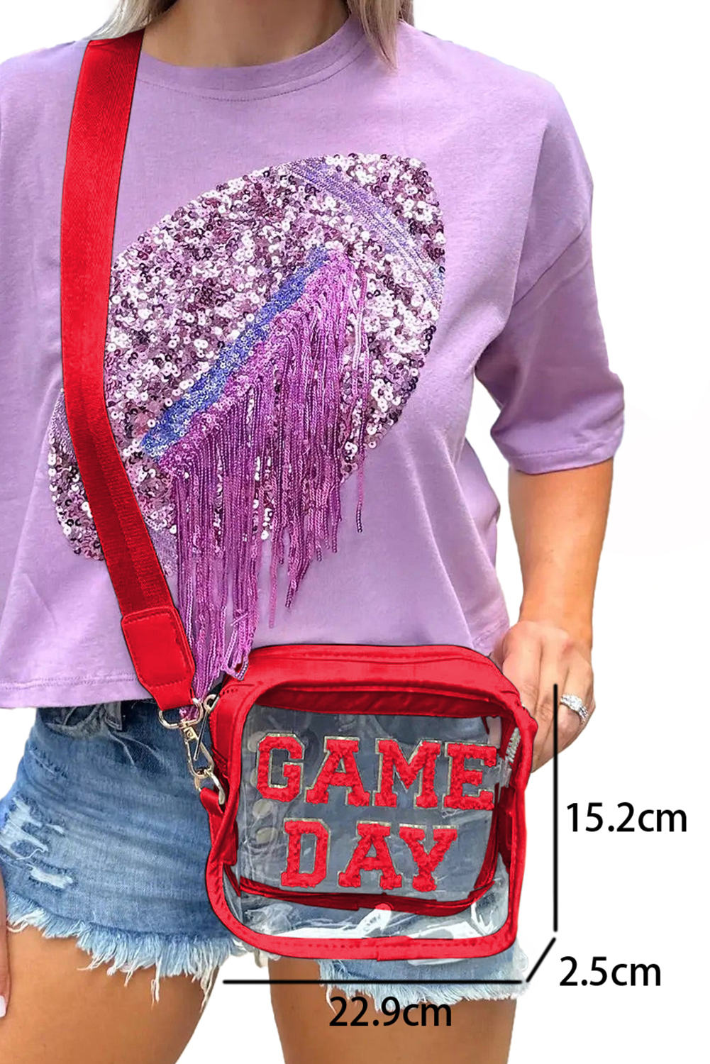 Black GAME DAY Rugby Football Clear Shoulder Bag - loveforevers