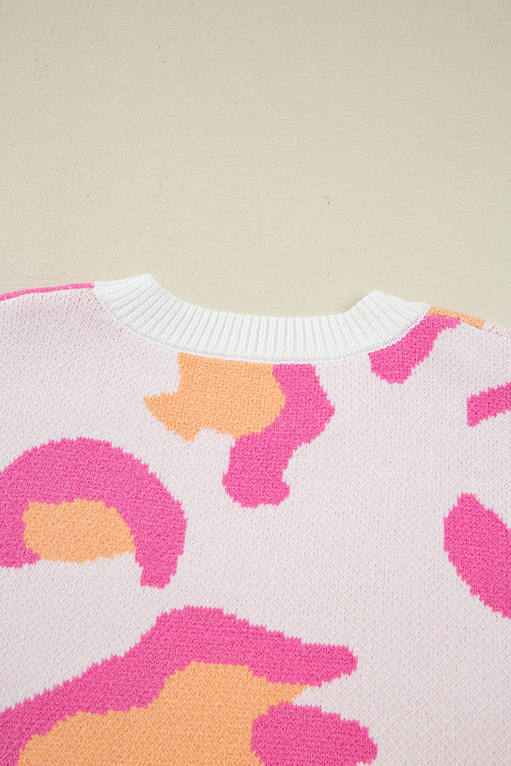 Sachet Pink Playful Leopard Print Drop Shoulder Baggy Sweater - loveforevers