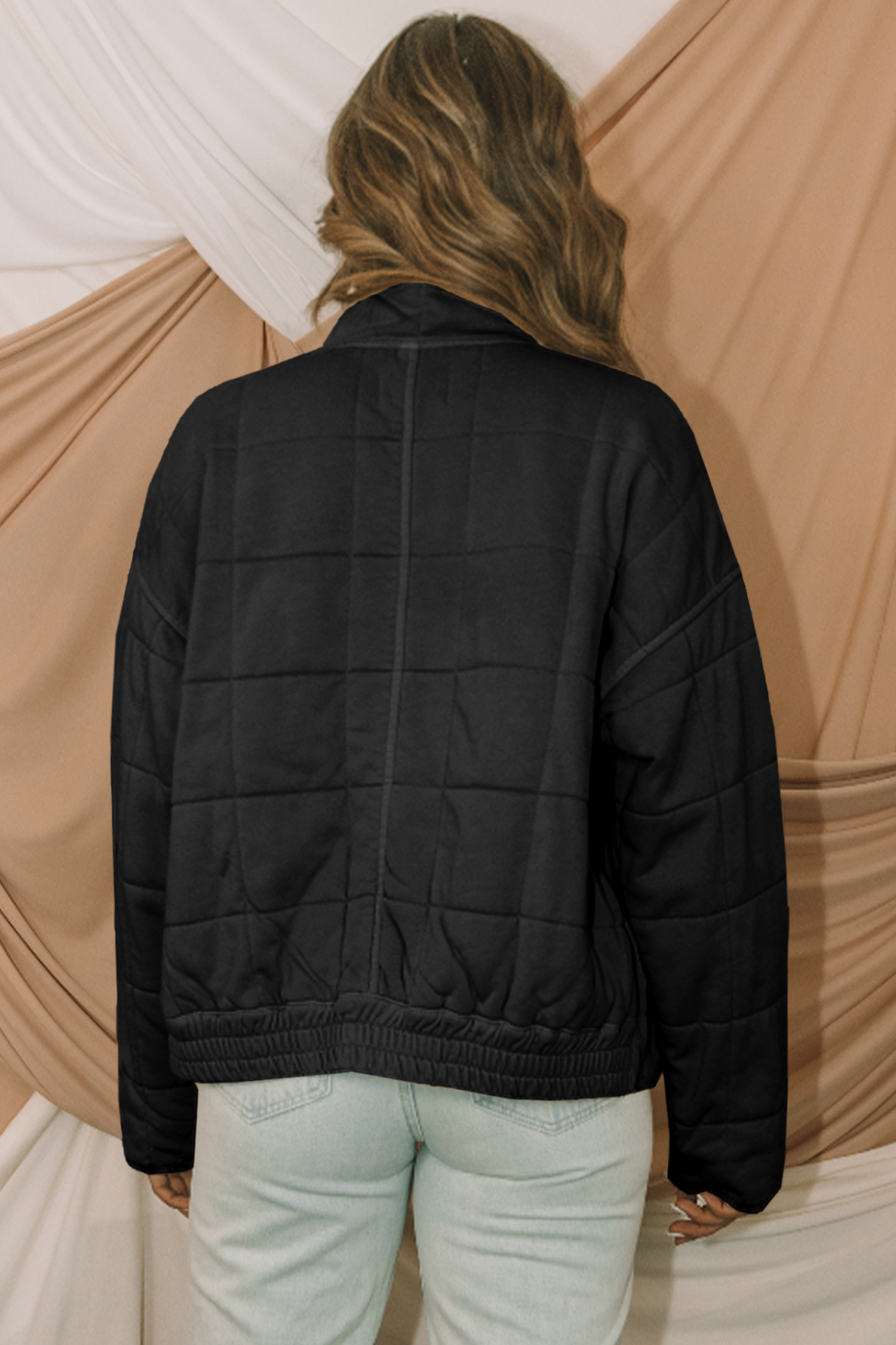 Khaki Zip-Up Pocket Quilted Jacket - loveforevers