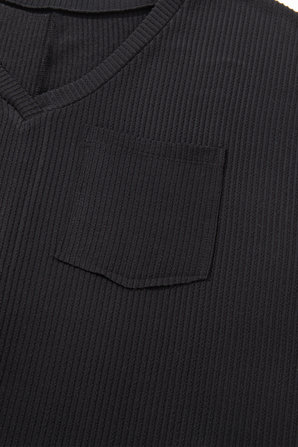 Black Textured V-Neck Dropped Shoulder Plus T-Shirt - loveforevers