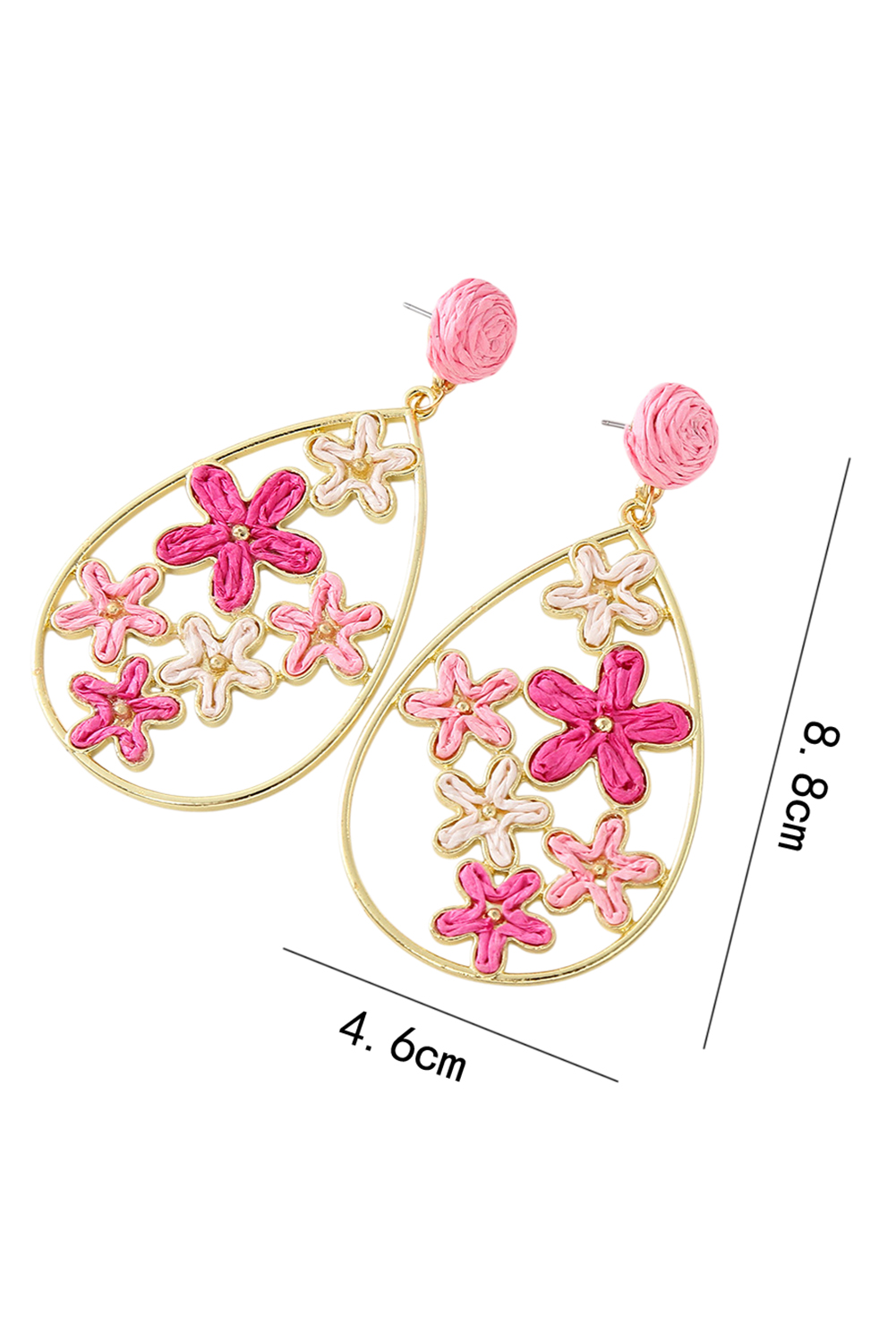 Rose Red Flower Plaited Gold Plated Waterdrop Earrings - loveforevers