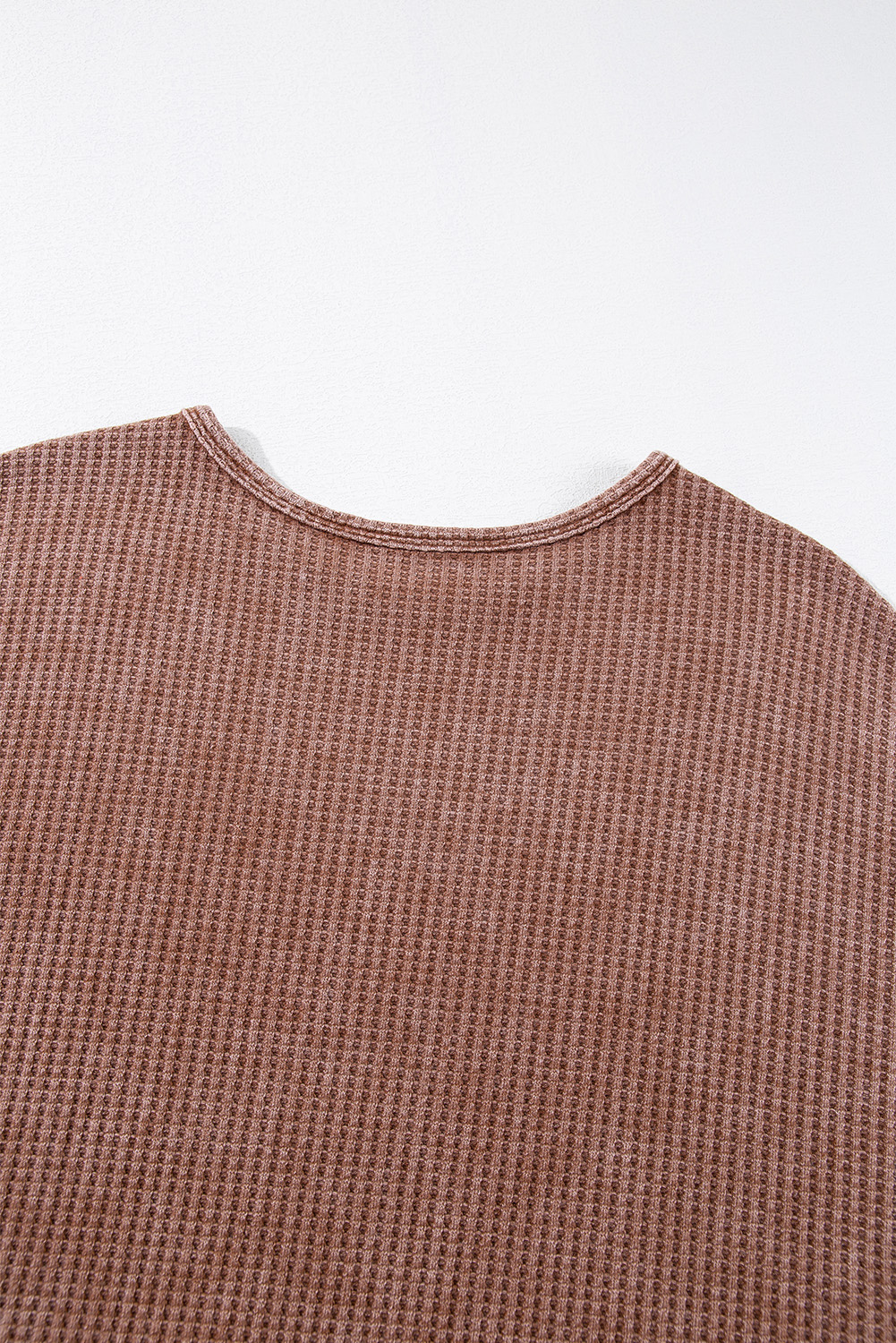Coffee Waffle Knit Fringed High Low Loose Top - loveforevers