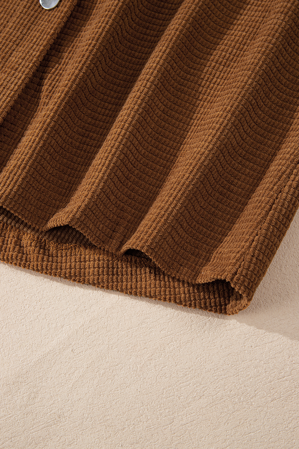 Brown Textured Flap Pocket Drop Shoulder Shacket - loveforevers
