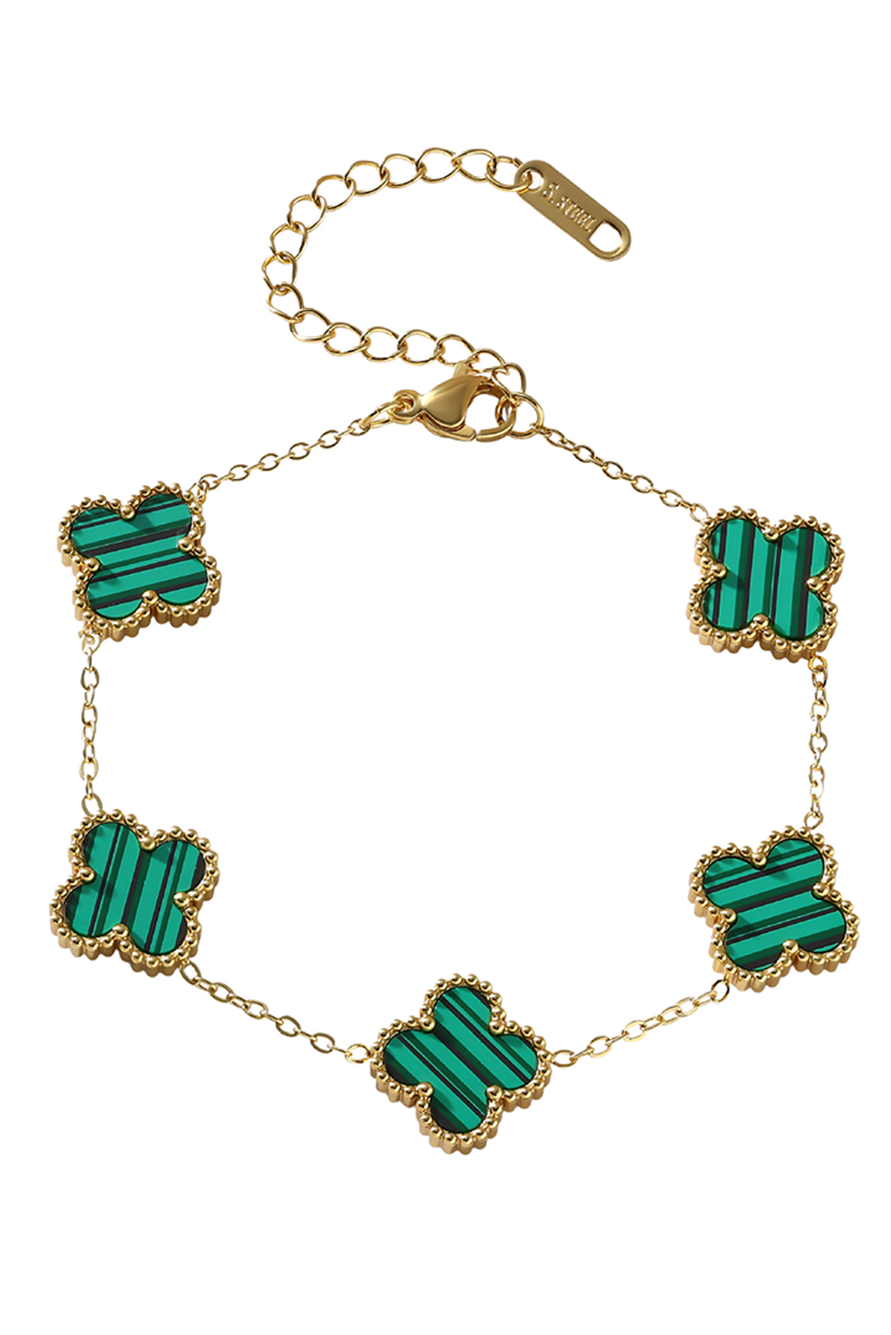 Fiery Red St Patricks Four Leaf Clover Chain Bracelet - loveforevers
