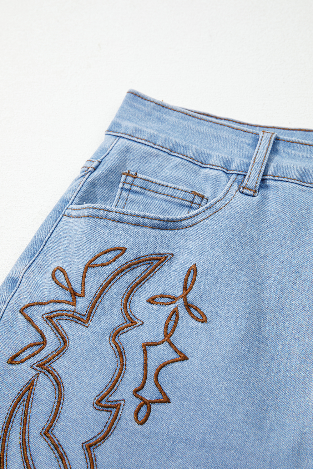 Beau Blue Western Embroidered Denim Mini Skirt - loveforevers